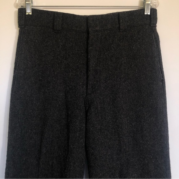 Vintage Woolrich 32W Tweed Plaid Wool Blend Trousers Black Gray Slacks Hemmed - Picture 2 of 9